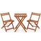 3-Piece Shorea Wood Outdoor Bistro Set with Folding Chairs & Teak Oil Finish Table